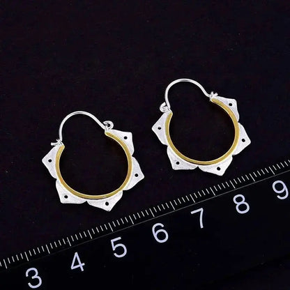 Lotus Fun Real 925 Sterling Silver Fine Jewelry Minimalist Lotus Flower Hoop earring Lumeni Jewellery