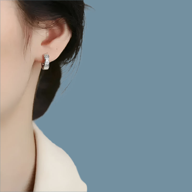 Elegant Pave Bow Huggie Earrings