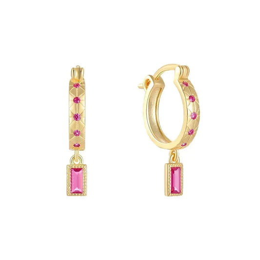 Medium Colourful Drop Gold Hoops shop name