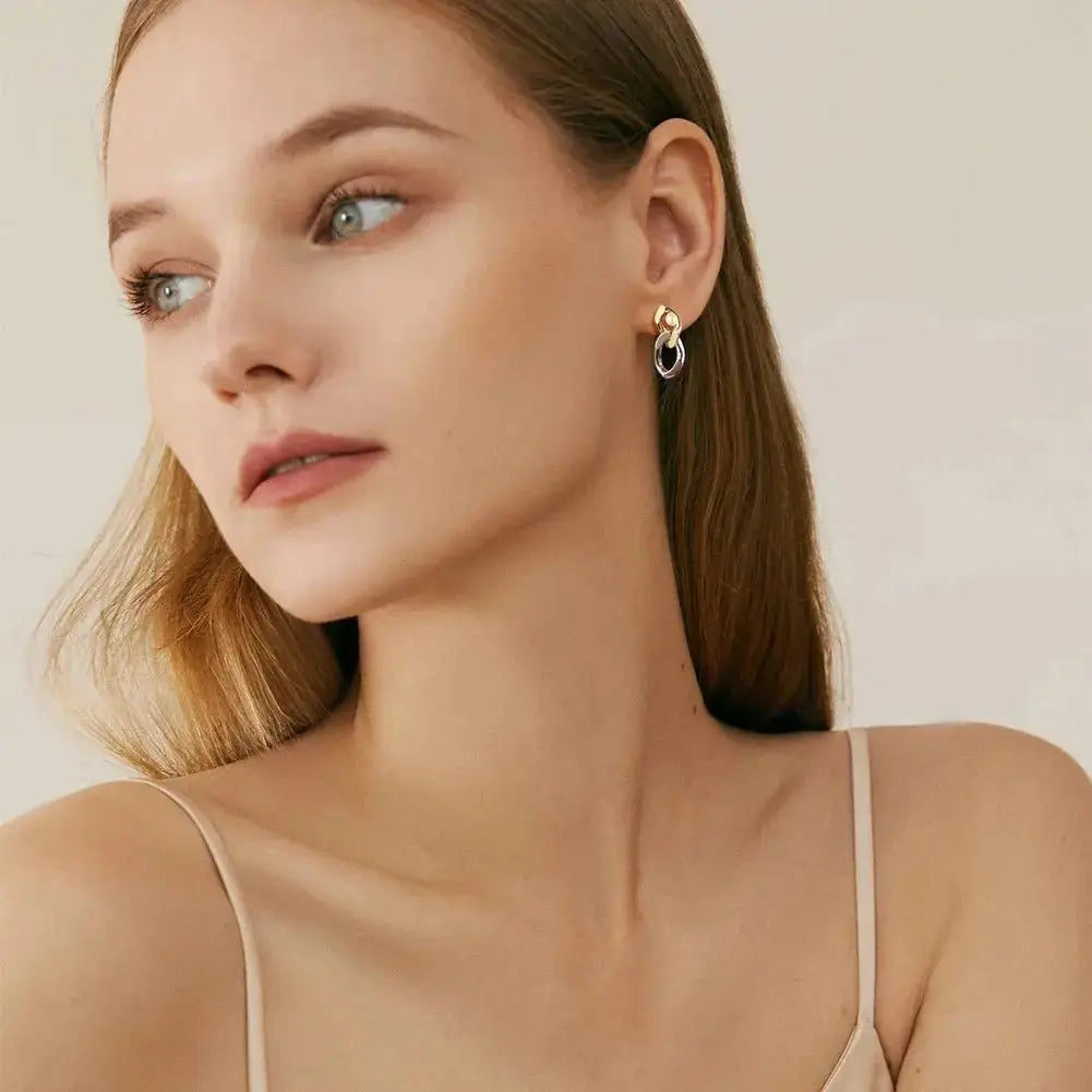 Mixed Metal Chain with Pearl Stud Earrings 337 Lumeni Jewellery