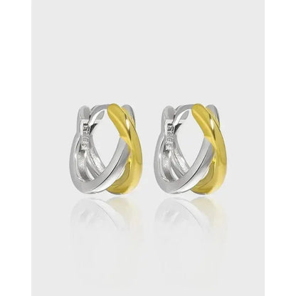 Mixed Metal Criss Cross Hoop Earrings Lumeni Jewellery