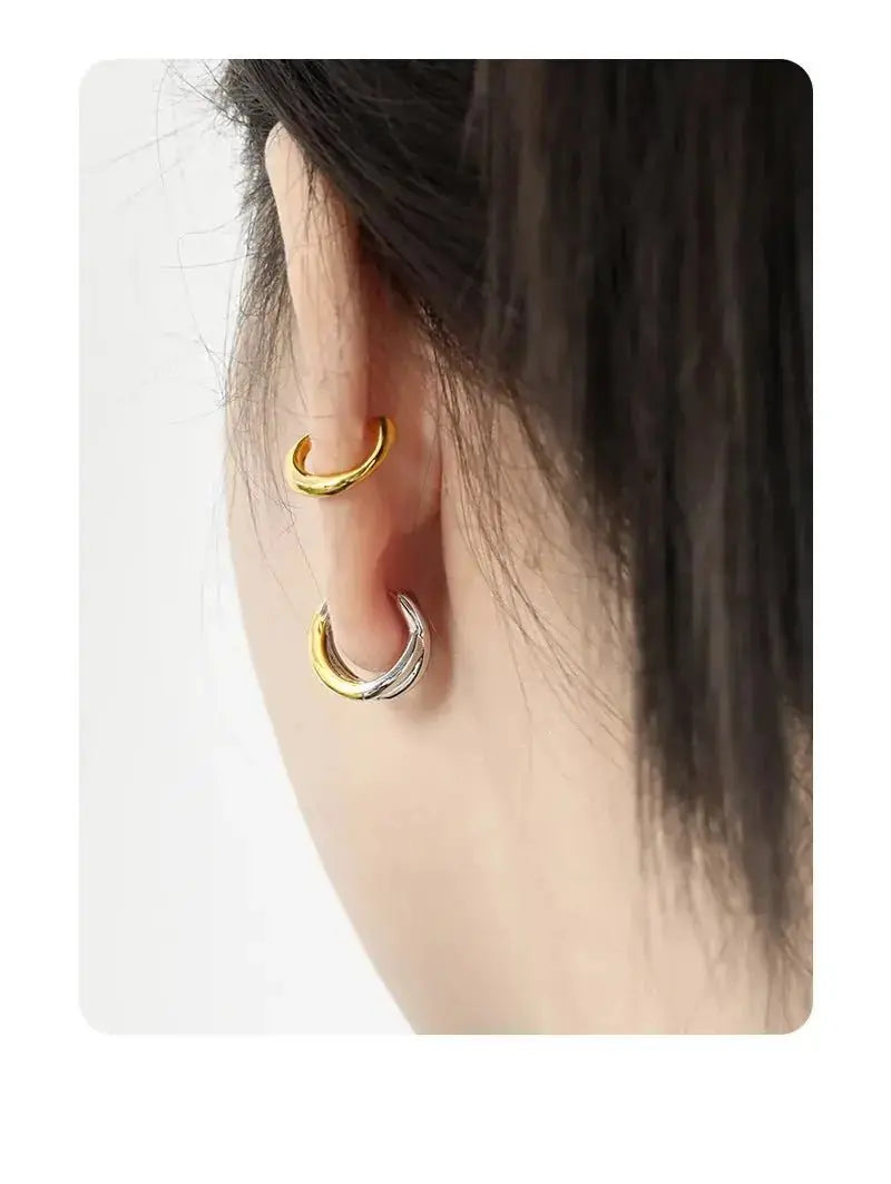 Mixed Metal Criss Cross Hoop Earrings Lumeni Jewellery