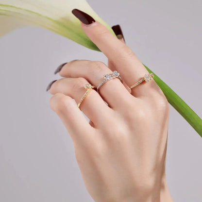 Mixed Metal Stackable Clover Ring 3 in 1 shop name