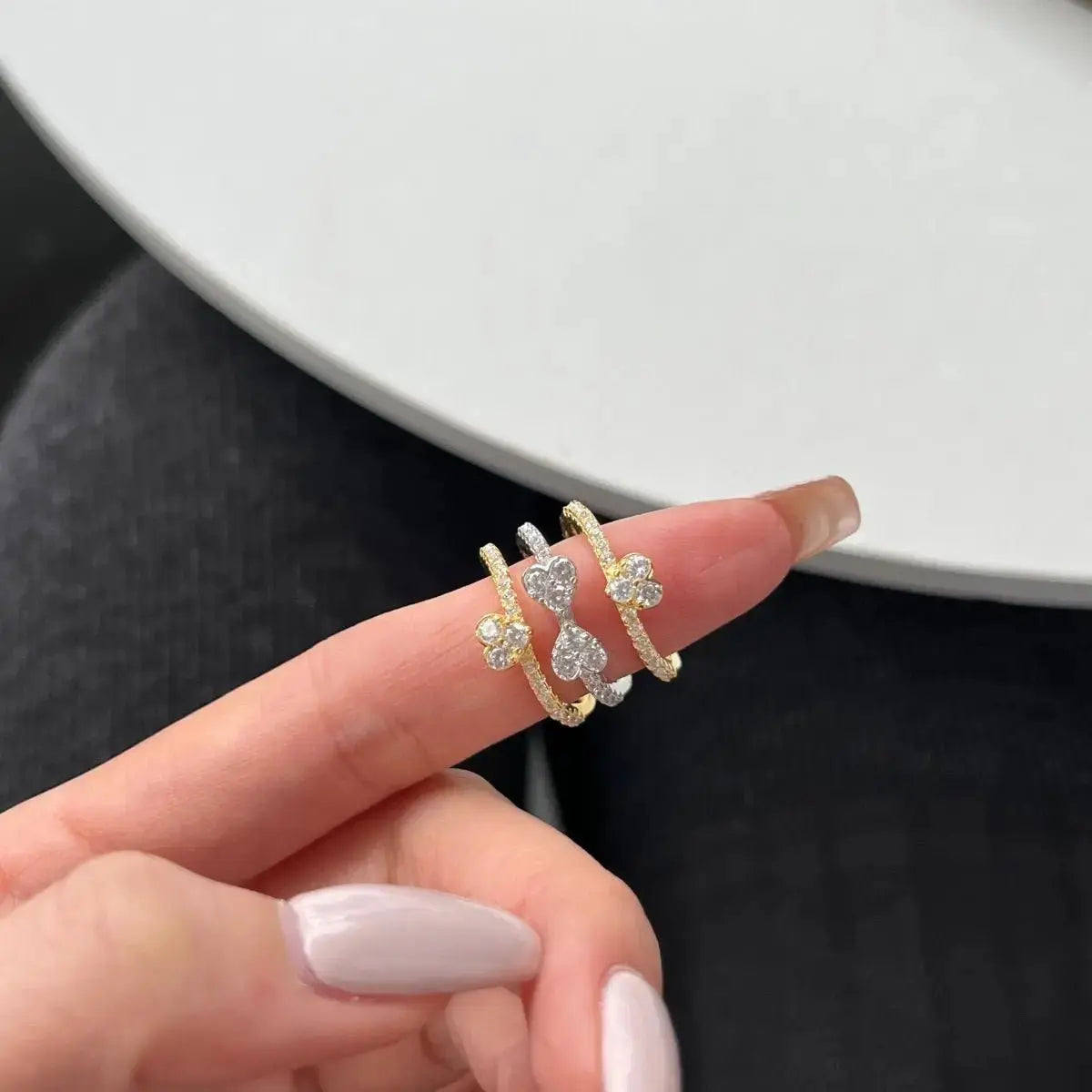 Mixed Metal Stackable Clover Ring 3 in 1 shop name