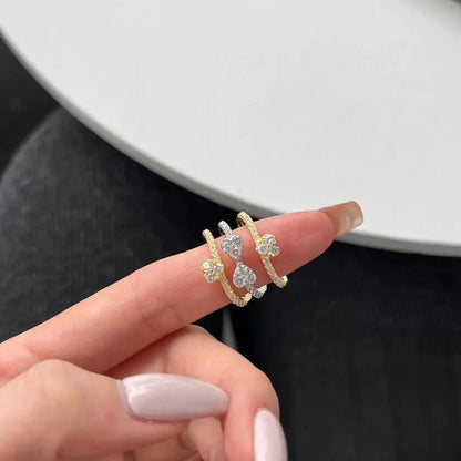 Mixed Metal Stackable Clover Ring 3 in 1 shop name