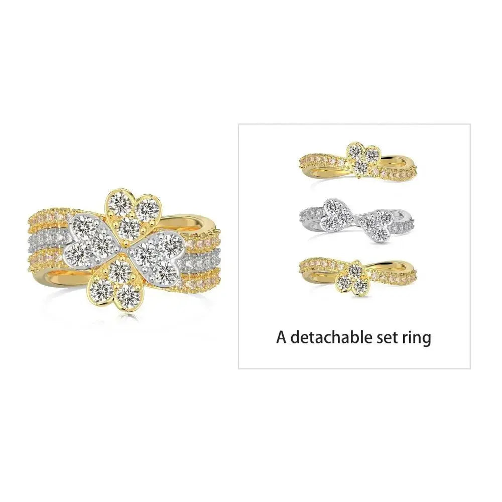 Mixed Metal Stackable Clover Ring 3 in 1 shop name