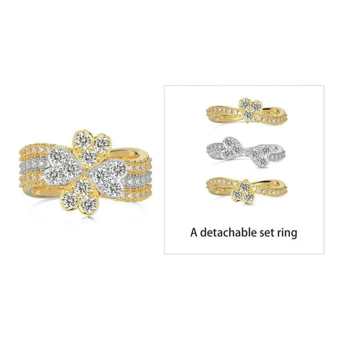 Mixed Metal Stackable Clover Ring 3 in 1 shop name