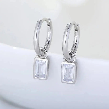 Modern Elegant Rectangular Crystal Hoop Earrings