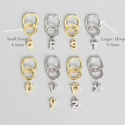 Pave Letter Huggie Earrings shop name