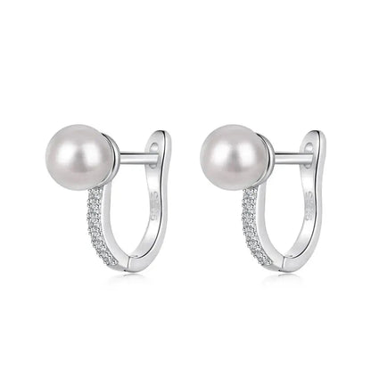 Pearl and Silver English Lock Hoop Earrings 337 Lumeni Jewellery