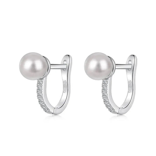 Pearl and Silver English Lock Hoop Earrings 337 Lumeni Jewellery
