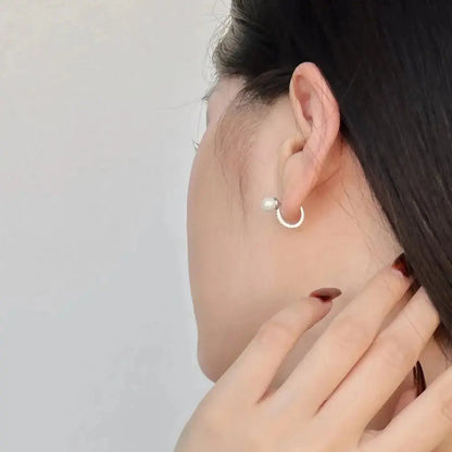 Pearl and Silver English Lock Hoop Earrings 337 Lumeni Jewellery
