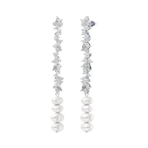 Pearl Silver Drop Stud Earrings shop name