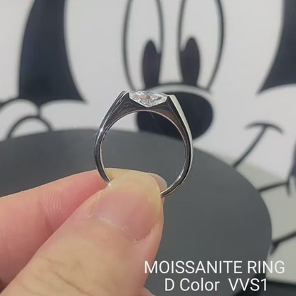 Marquise Cut Moissanite 1 Carat Silver and Gold Ring