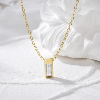 Rectangular modern pendant necklace shop name