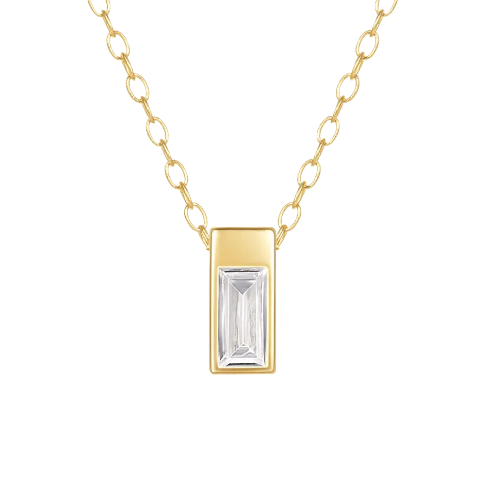 Rectangular modern pendant necklace shop name