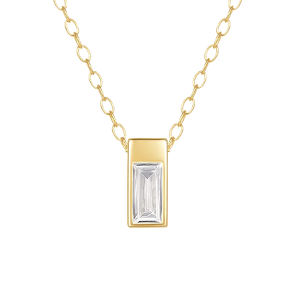 Rectangular modern pendant necklace shop name