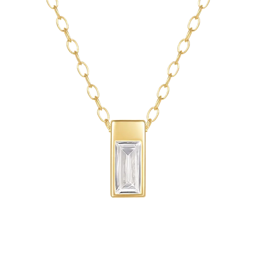 Rectangular modern pendant necklace shop name
