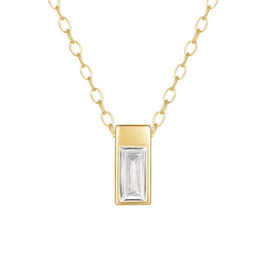 Rectangular modern pendant necklace shop name