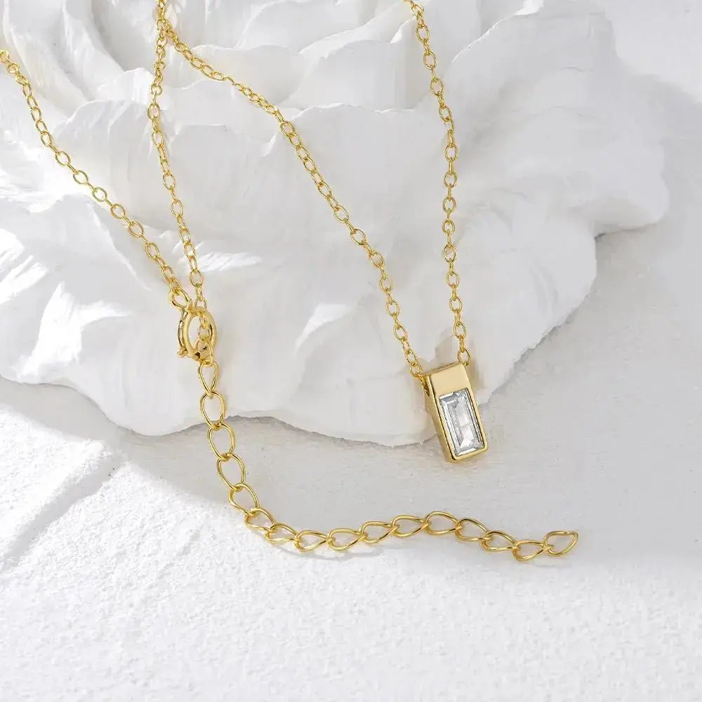 Rectangular modern pendant necklace shop name