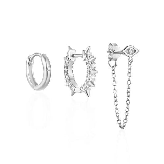 Sassy Punk Set Eye Tassel and Rivet Hoops 3 set shop name