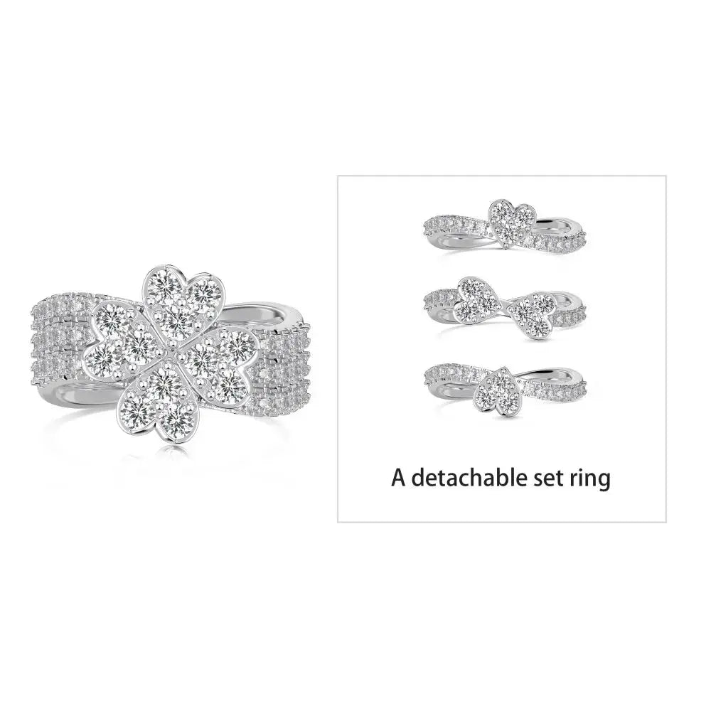 Silver Stackable Clover Ring 3 in 1 shop name