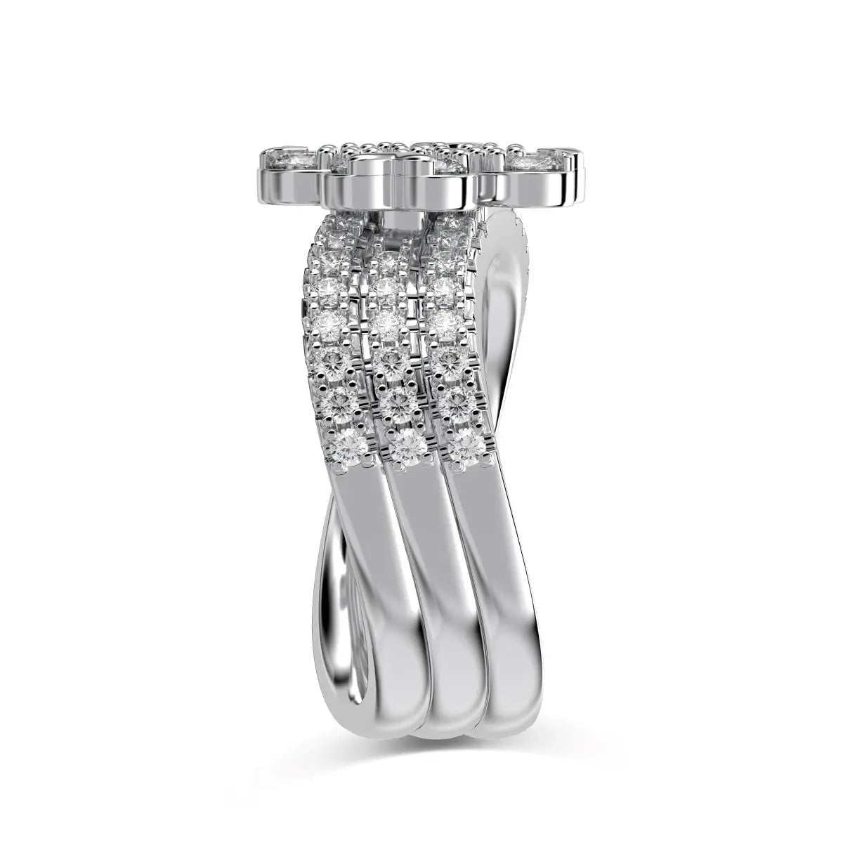 Silver Stackable Clover Ring 3 in 1 shop name