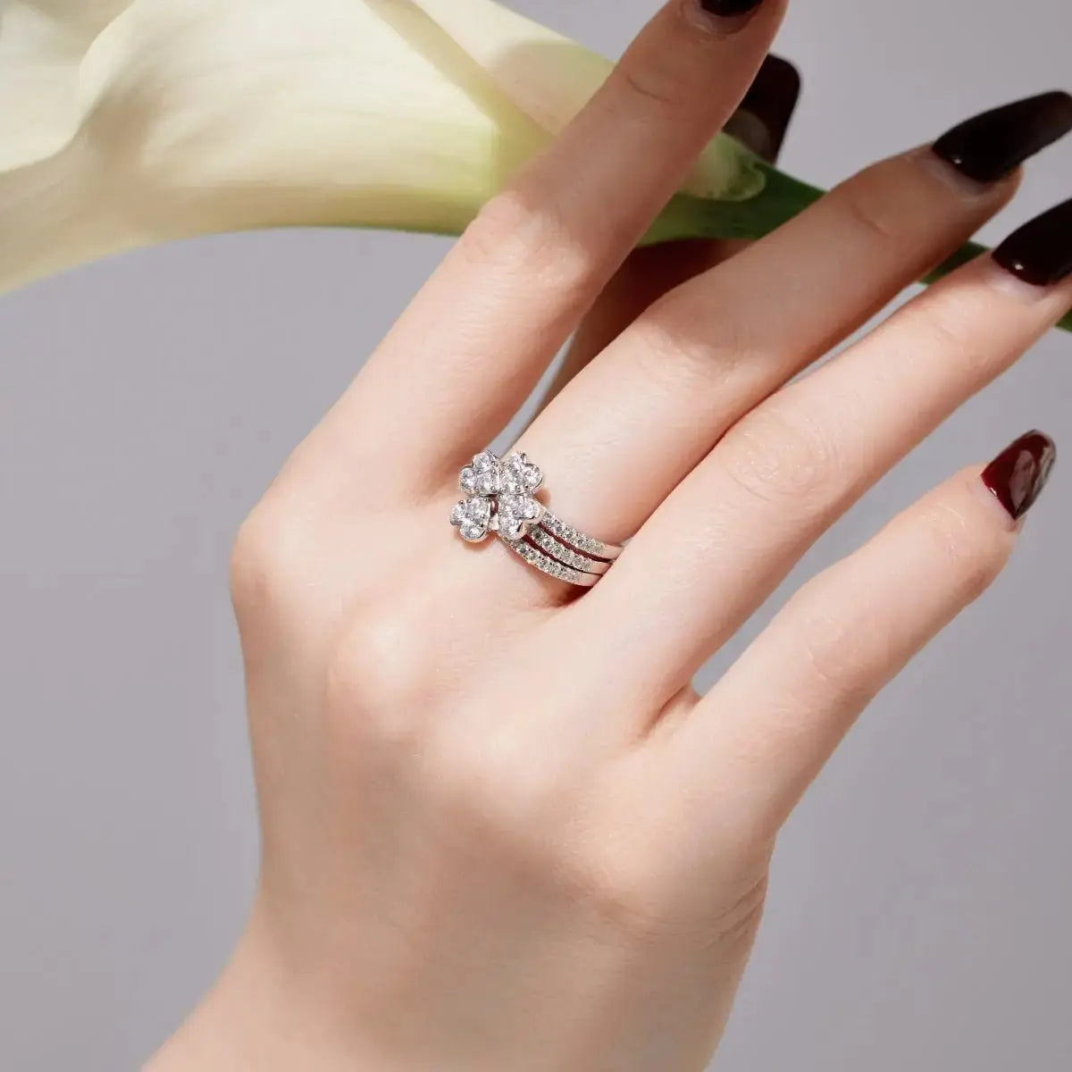 Silver Stackable Clover Ring 3 in 1 shop name