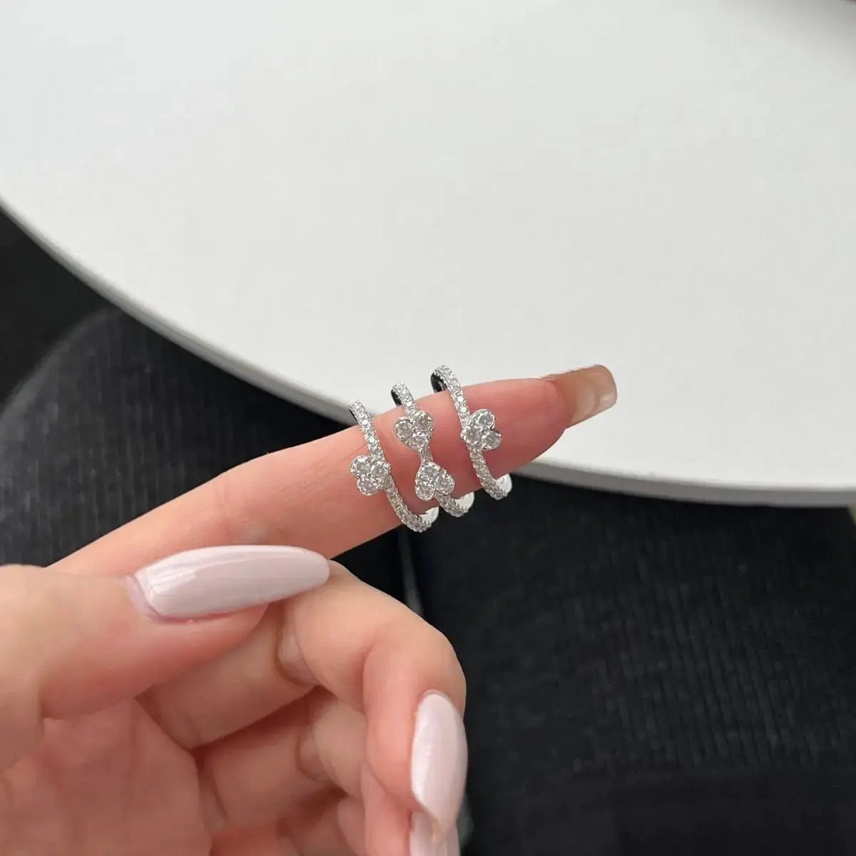 Silver Stackable Clover Ring 3 in 1 shop name