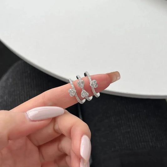 Silver Stackable Clover Ring 3 in 1 shop name