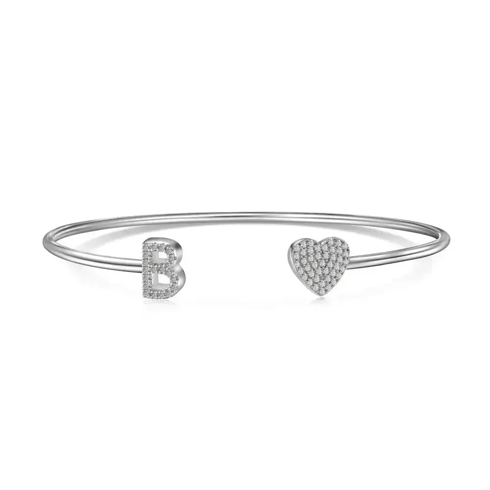 Solid Silver Pave Letter Open Bangle shop name
