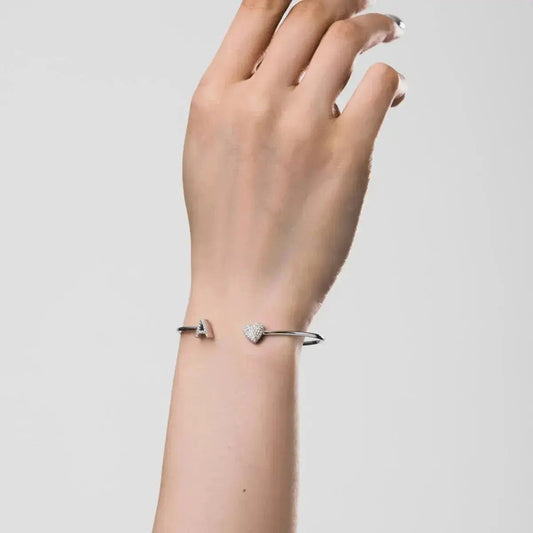 Solid Silver Pave Letter Open Bangle shop name