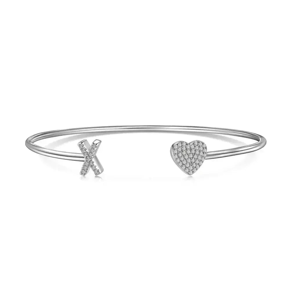 Solid Silver Pave Letter Open Bangle shop name