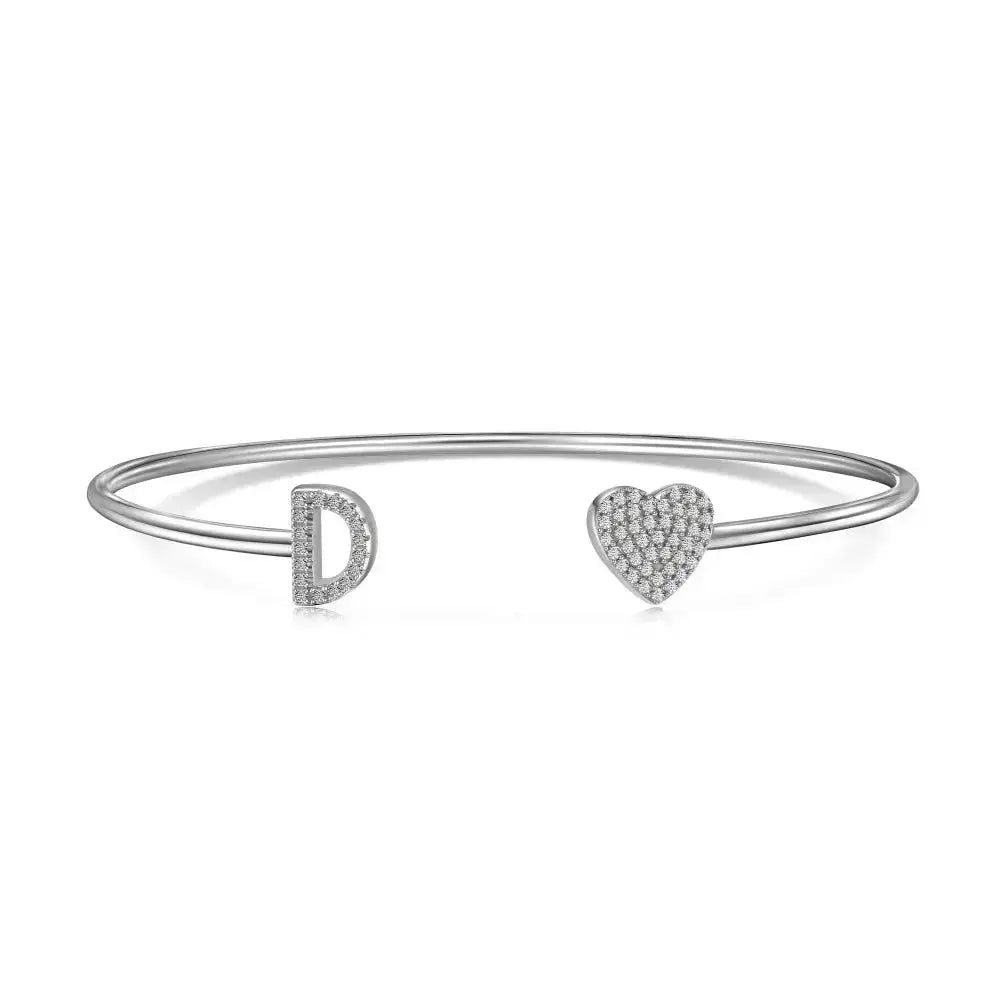 Solid Silver Pave Letter Open Bangle shop name