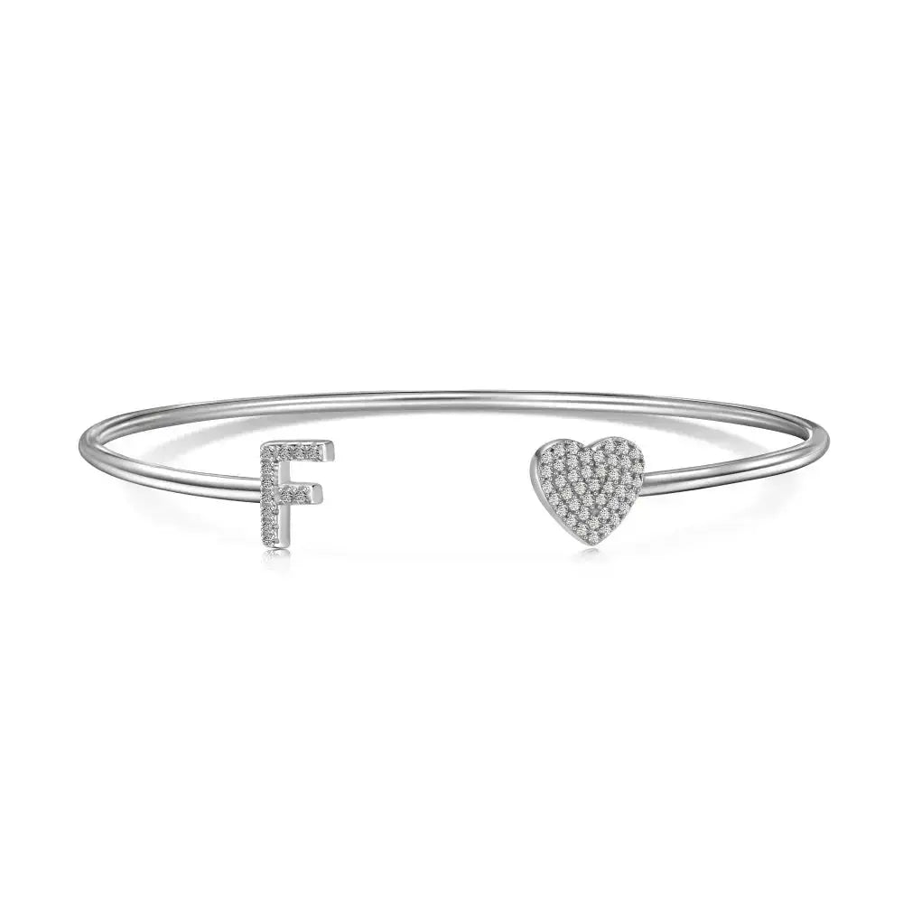 Solid Silver Pave Letter Open Bangle shop name
