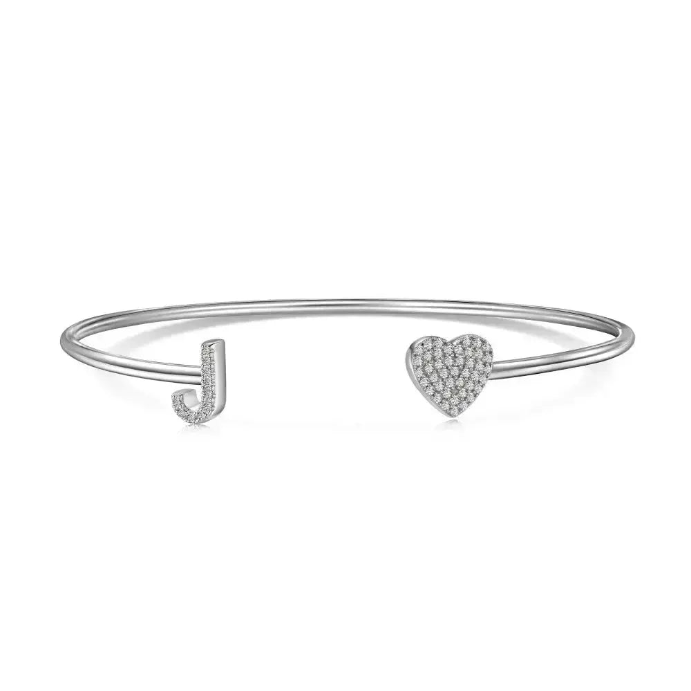 Solid Silver Pave Letter Open Bangle shop name