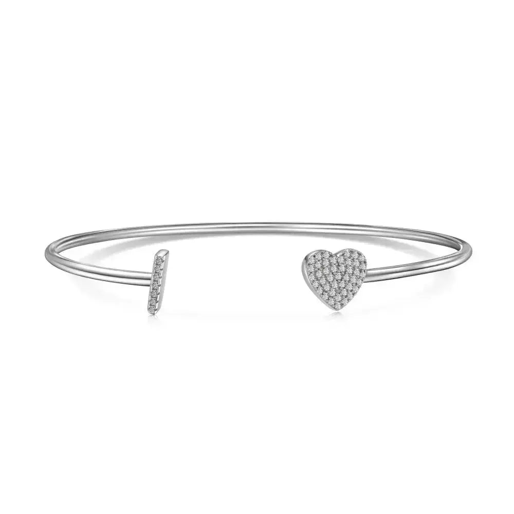 Solid Silver Pave Letter Open Bangle shop name