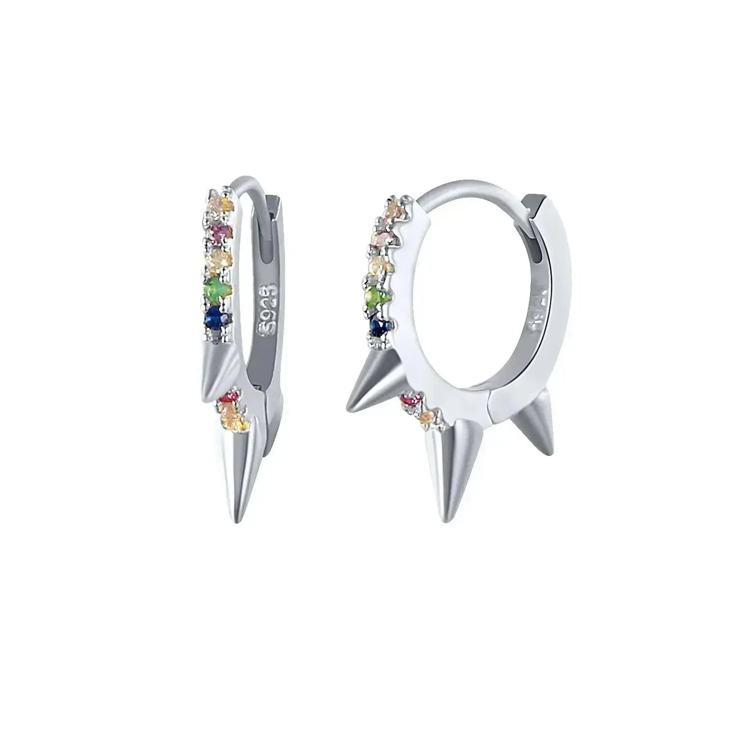 Sterling silver rivet punk hoop earrings shop name