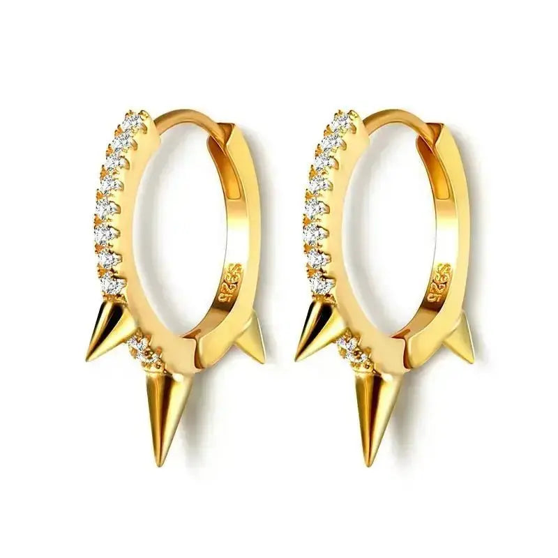 Sterling silver rivet punk hoop earrings shop name