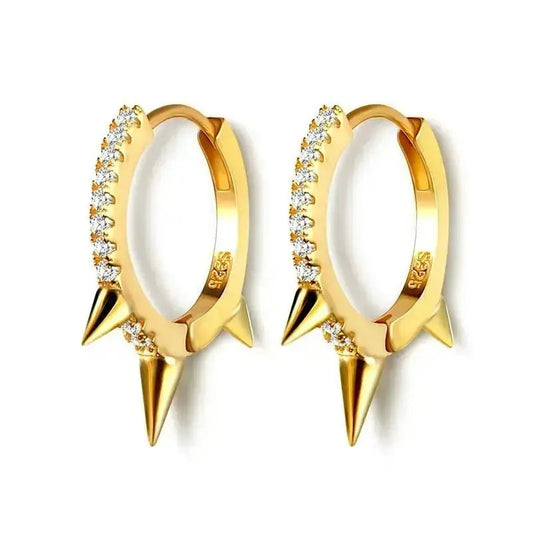 Sterling silver rivet punk hoop earrings shop name