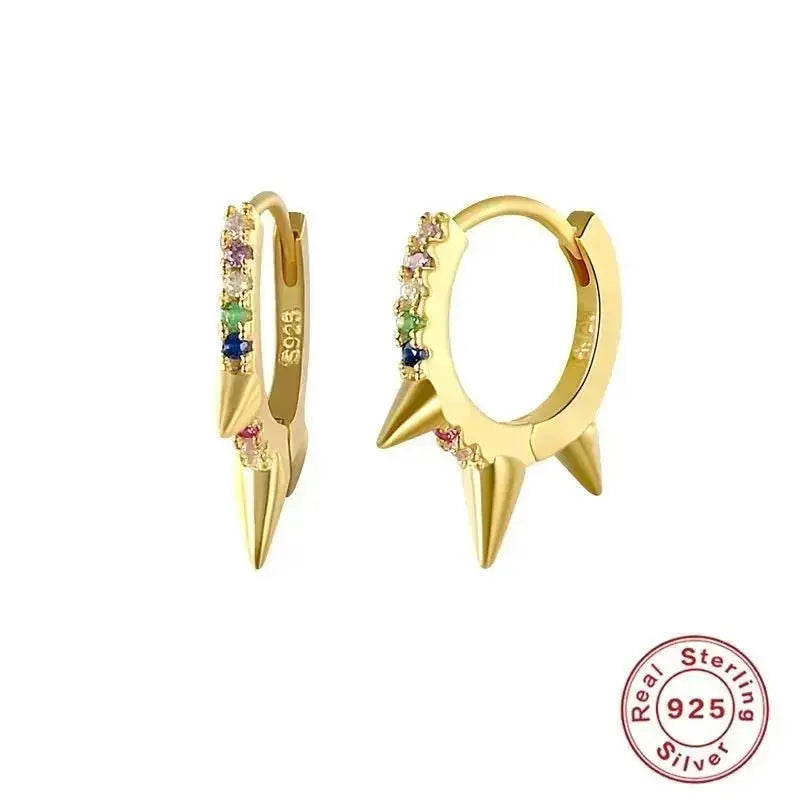 Sterling silver rivet punk hoop earrings shop name