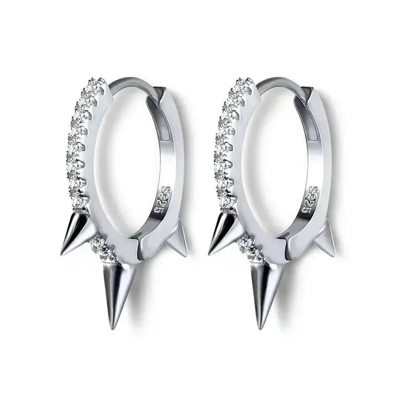 Sterling silver rivet punk hoop earrings shop name
