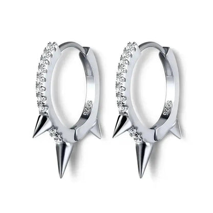 Sterling silver rivet punk hoop earrings shop name