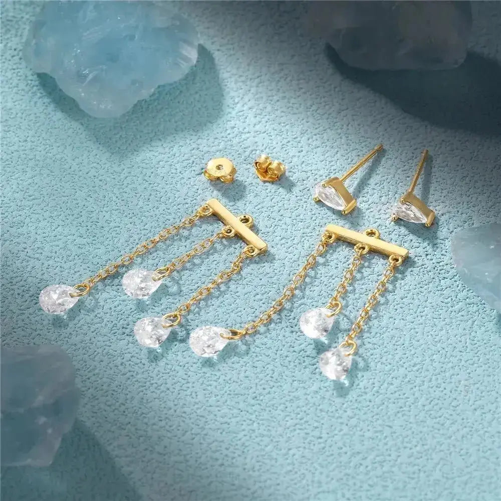 Three is Charm Gold Tassel Jacket Earrings shop name