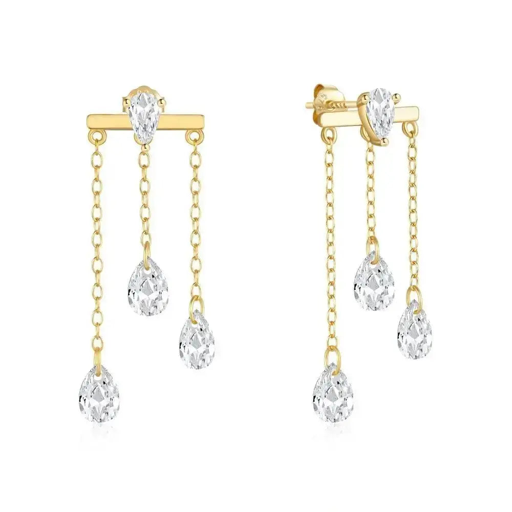 Three is Charm Gold Tassel Jacket Earrings shop name