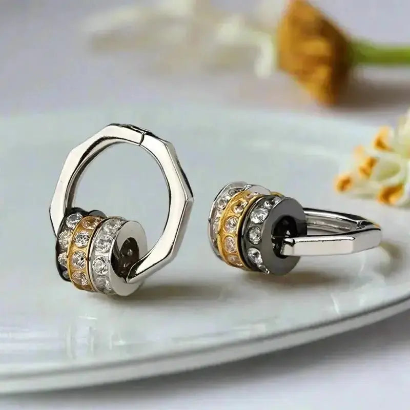 Trio Charms Silver Hexagon Hoops shop name