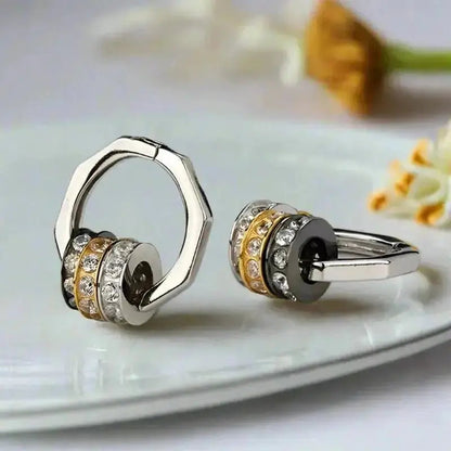 Trio Charms Silver Hexagon Hoops shop name