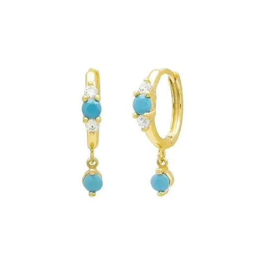 Turquoise Accent Drop Hoop Earrings Lumeni Jewellery