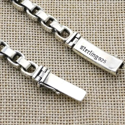 Vintage Handmade Chunky Square Chain and Unique Clasp Bracelet shop name