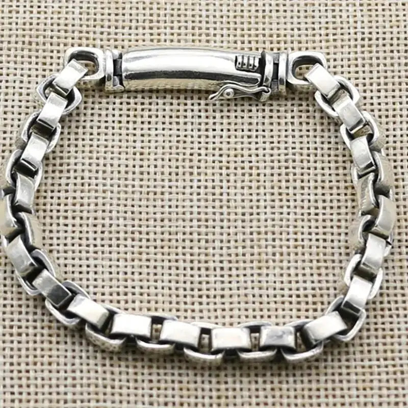 Vintage Handmade Chunky Square Chain and Unique Clasp Bracelet shop name